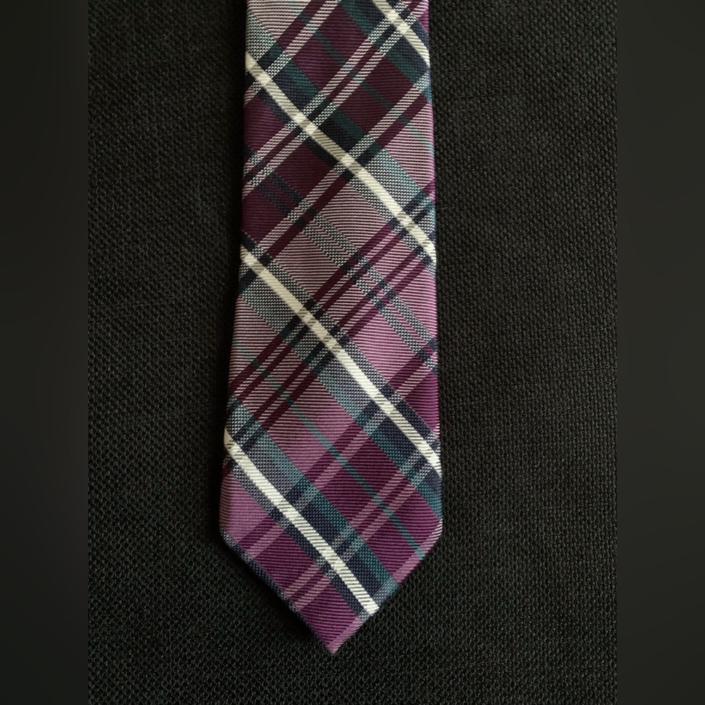 Original Penguin Purple Plaid Silk Tie